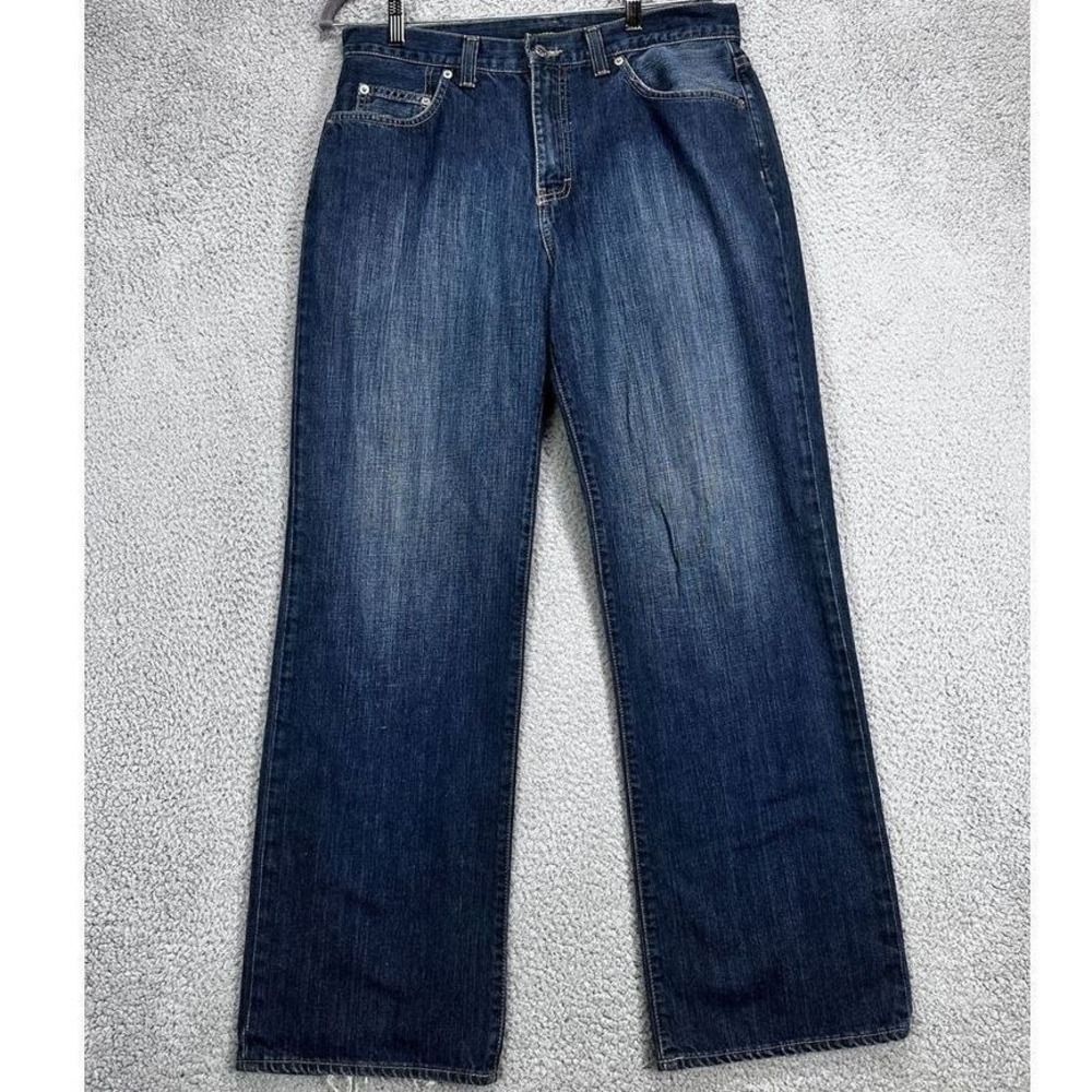J Crew Jeans Womens 32 Blue‎ Distressed Straight Leg Dark Washed Casual Denim